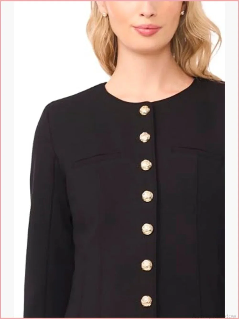 Long Sleeve Shaped Button Down Jacket - Ponte Fabric Tailored Fit